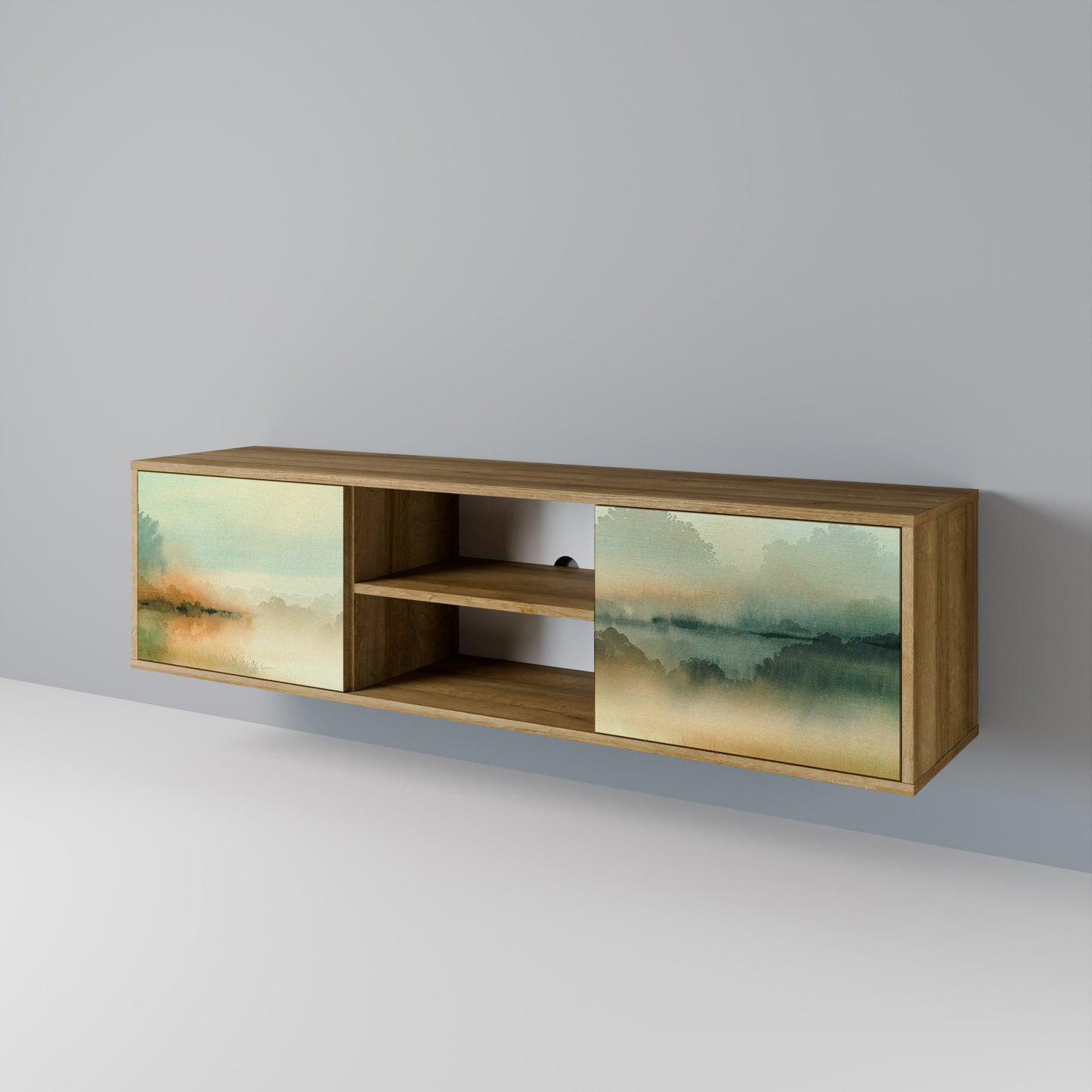 MORNING BY THE LAKE 2-Door TV Stand in Oak Effect