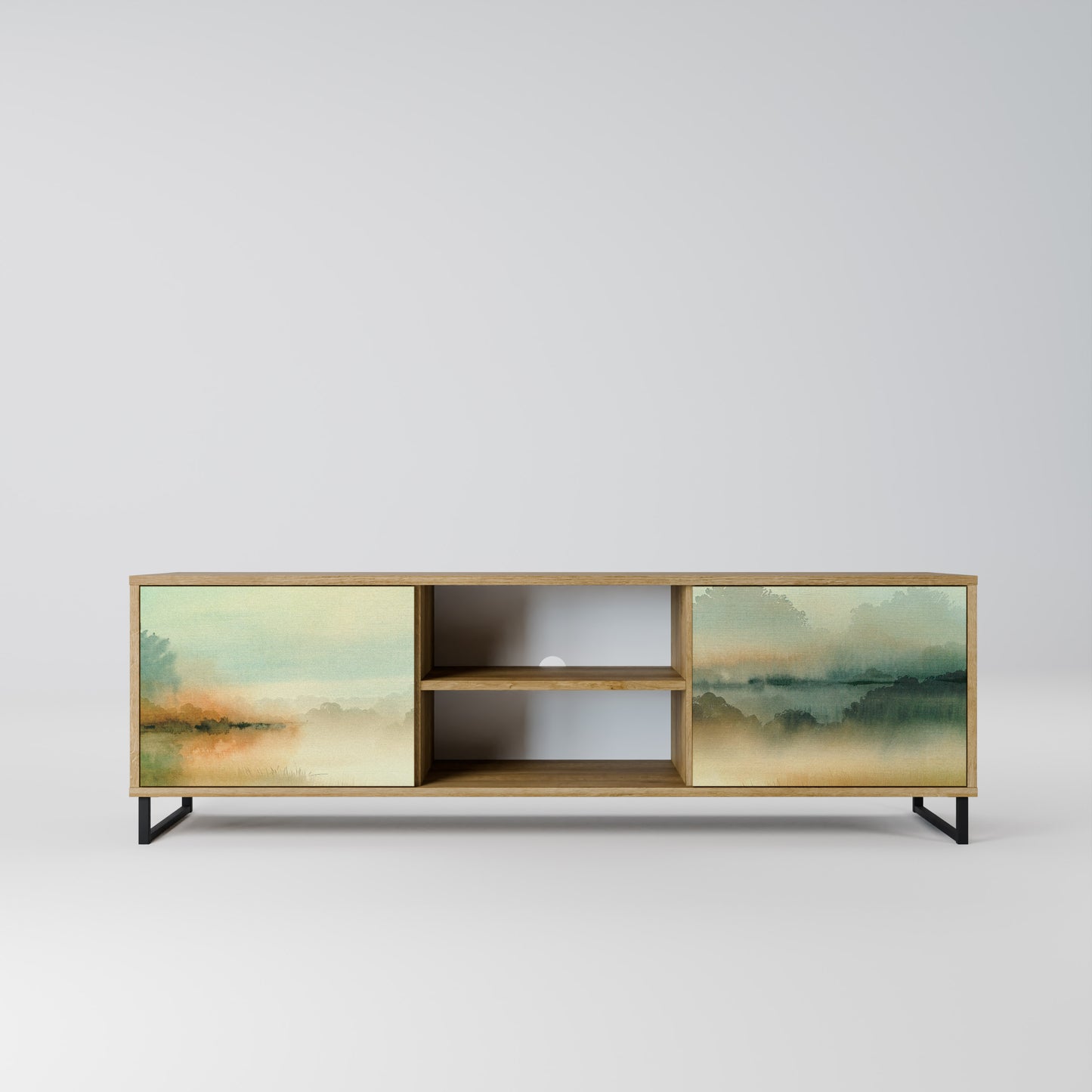 MORNING BY THE LAKE 2-Door TV Stand in Oak Effect