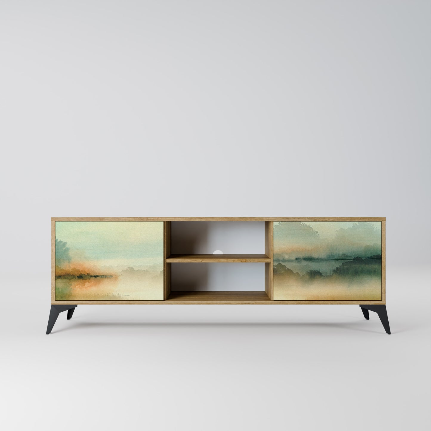 MORNING BY THE LAKE 2-Door TV Stand in Oak Effect