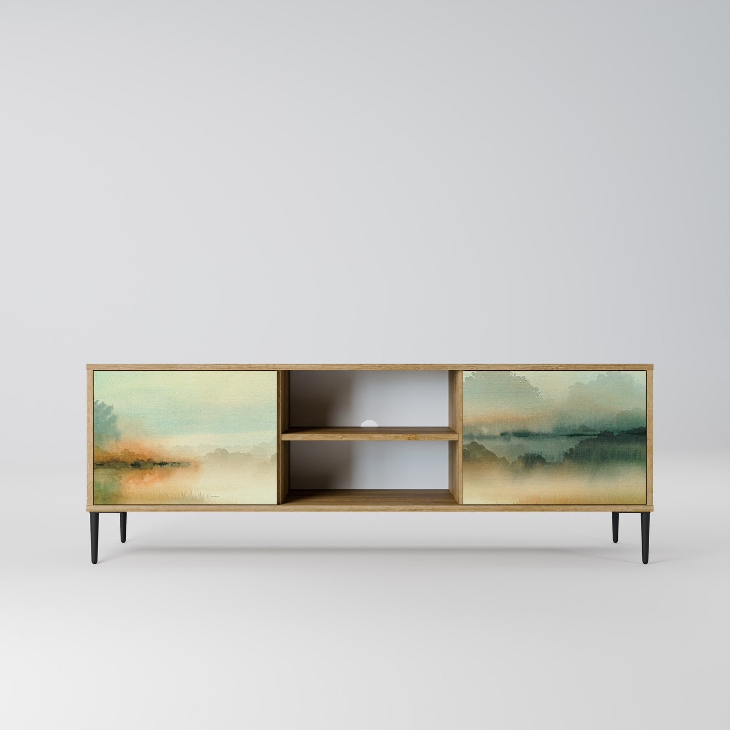 MORNING BY THE LAKE 2-Door TV Stand in Oak Effect