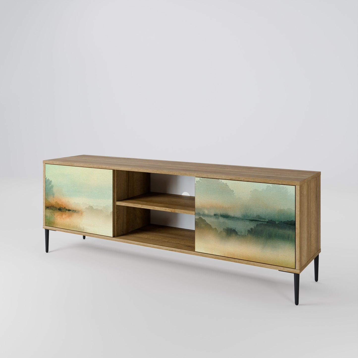 MORNING BY THE LAKE 2-Door TV Stand in Oak Effect