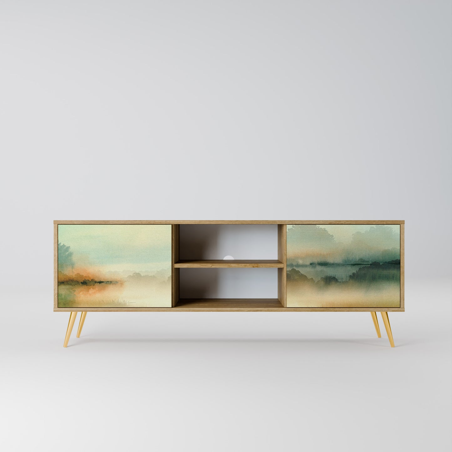 MORNING BY THE LAKE 2-Door TV Stand in Oak Effect