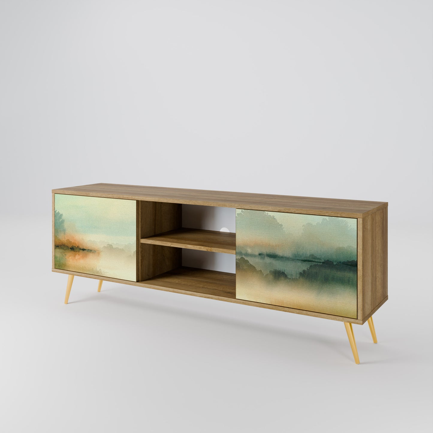 MORNING BY THE LAKE 2-Door TV Stand in Oak Effect