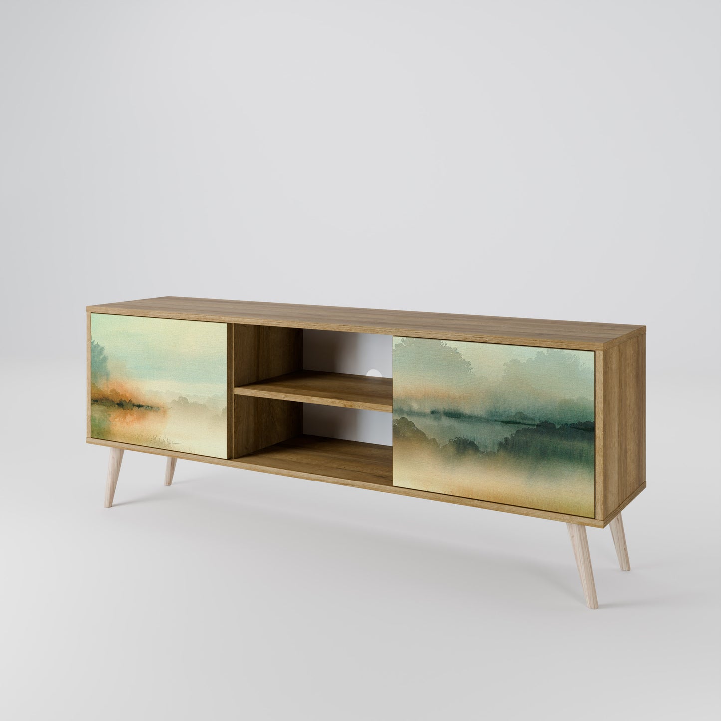 MORNING BY THE LAKE 2-Door TV Stand in Oak Effect