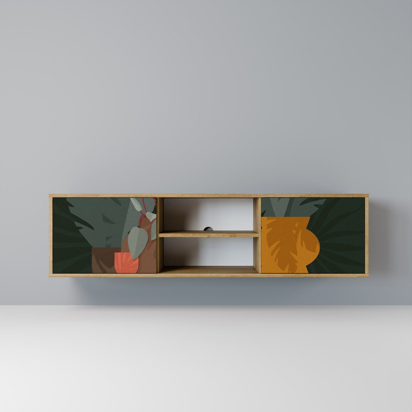 TROPICAL COMPOSITION 2-Door TV Stand in Oak Effect