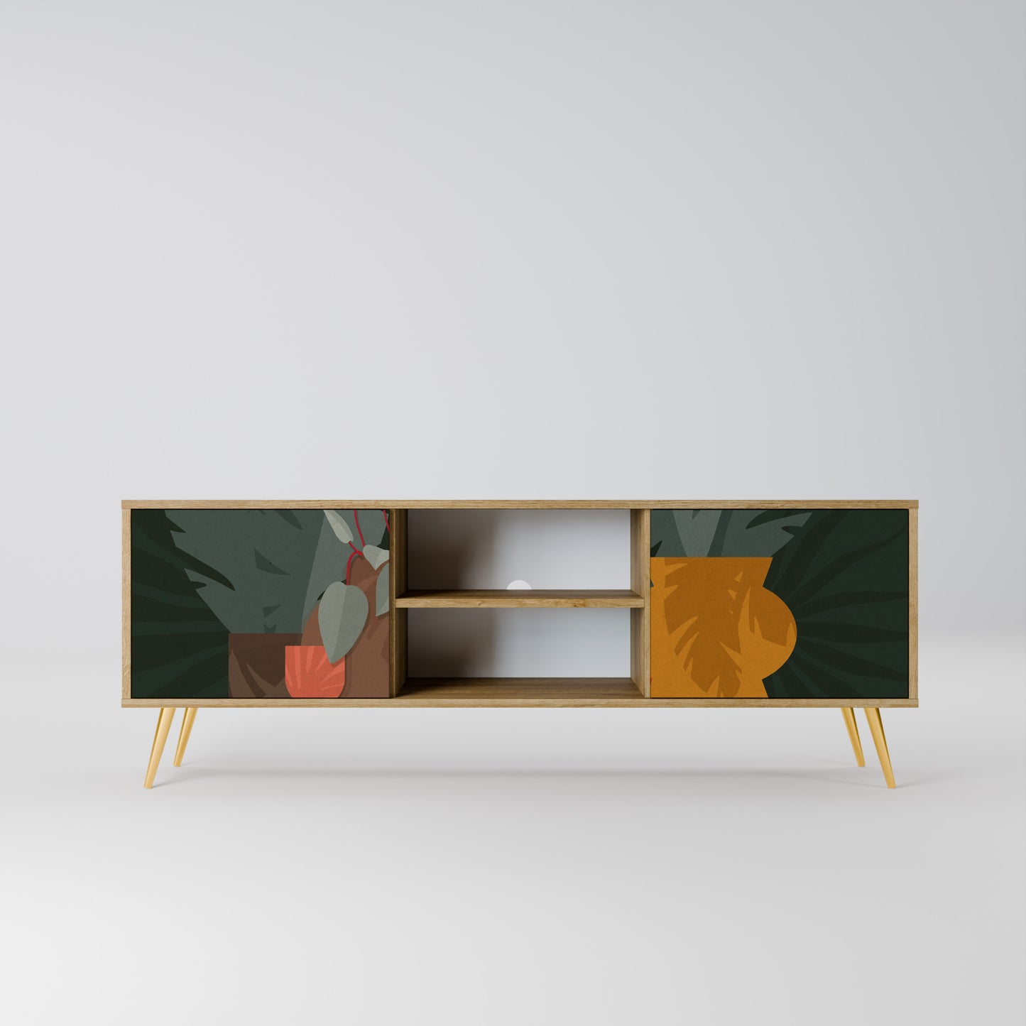 TROPICAL COMPOSITION 2-Door TV Stand in Oak Effect
