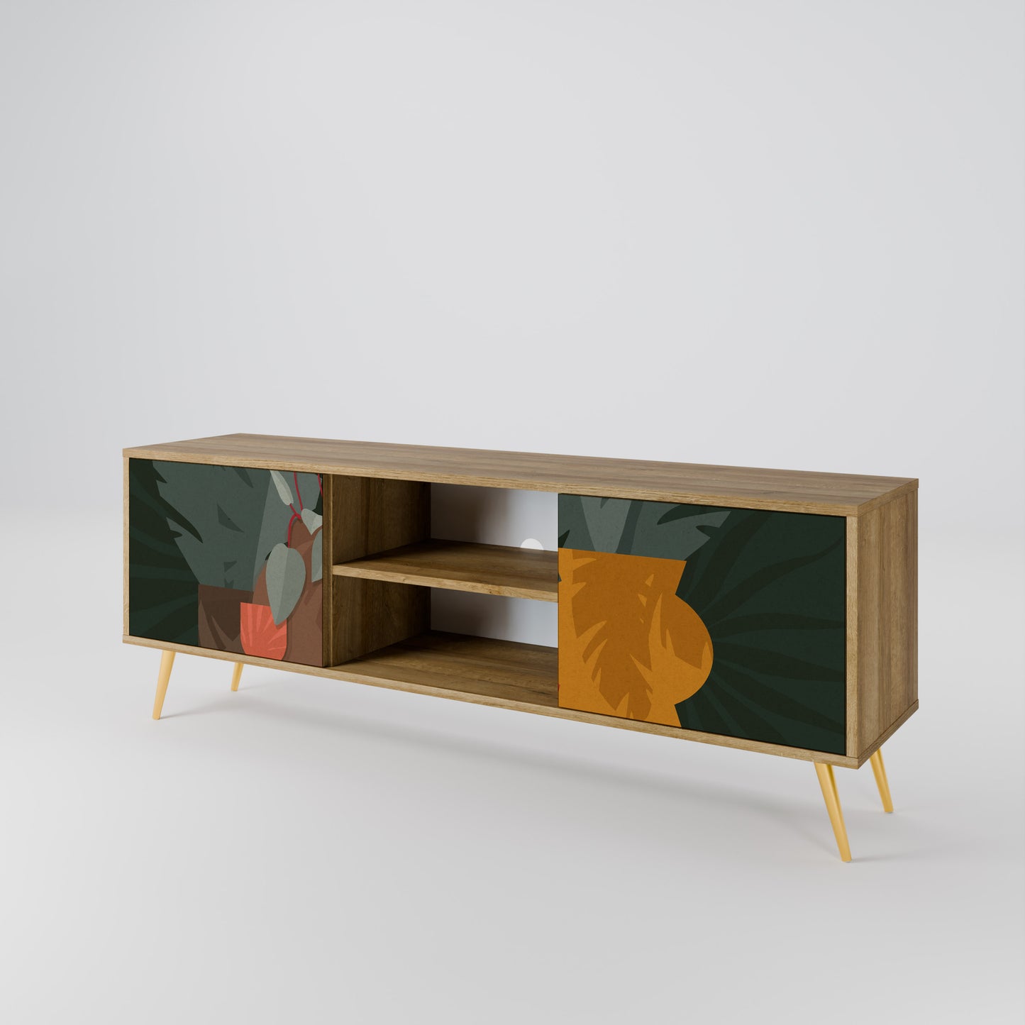TROPICAL COMPOSITION 2-Door TV Stand in Oak Effect