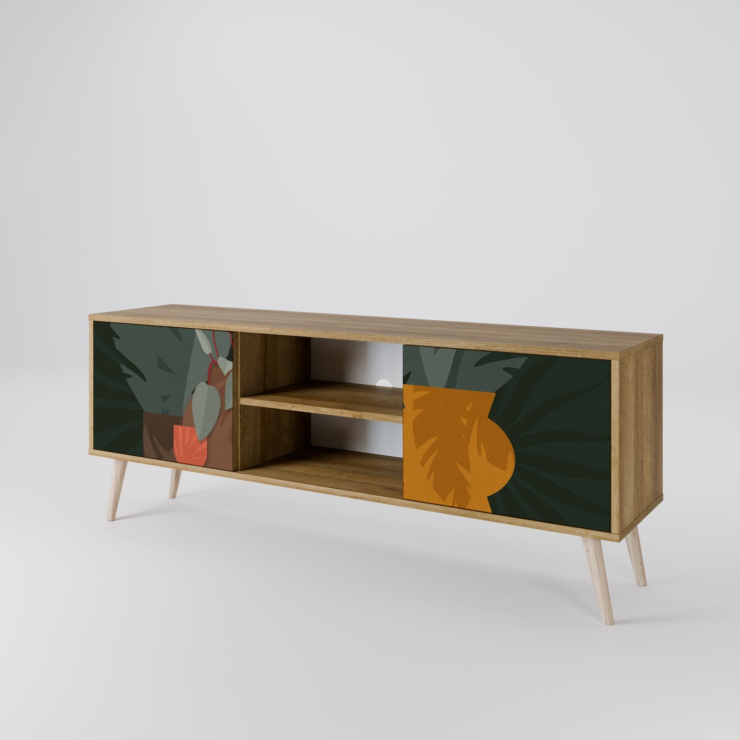 TROPICAL COMPOSITION 2-Door TV Stand in Oak Effect