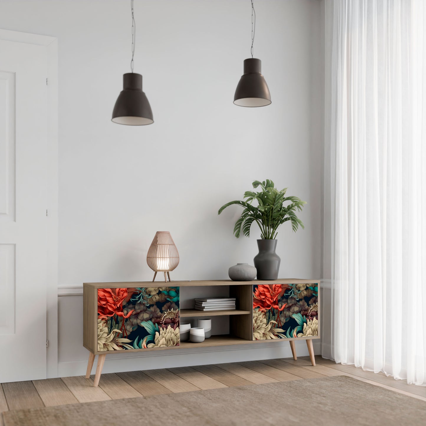 SPROUTING GRACE 2-Door TV Stand in Oak Effect