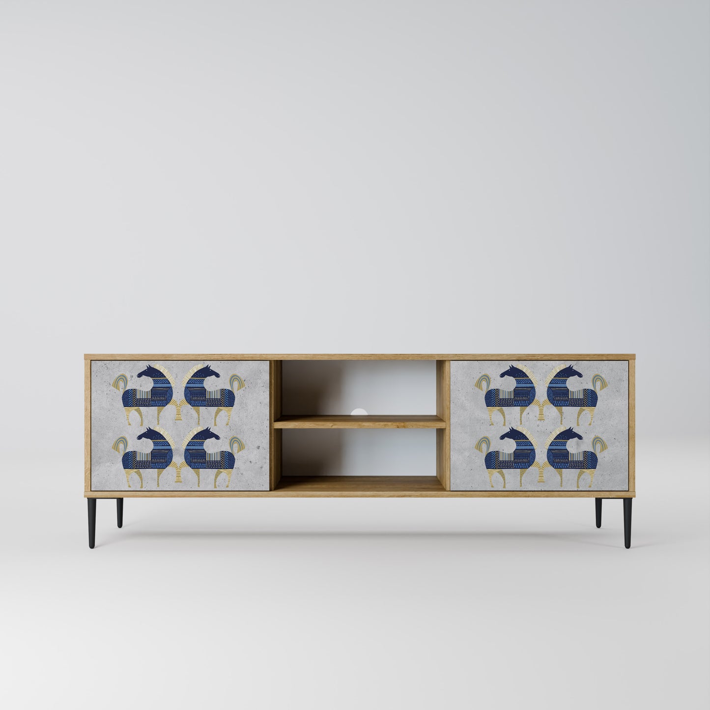 MAJESTIC STEED 2-Door TV Stand in Oak Effect