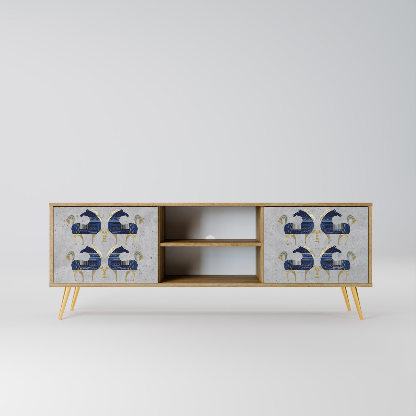 MAJESTIC STEED 2-Door TV Stand in Oak Effect