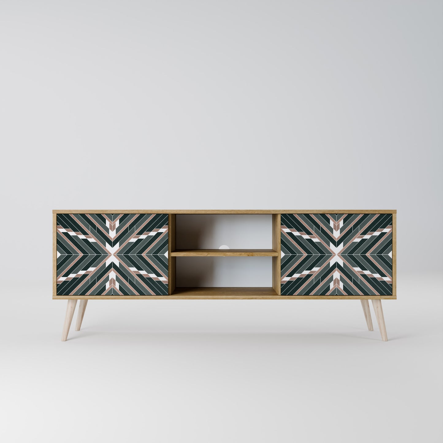 DIMENSION DELIGHTS 2-Door TV Stand in Oak Effect