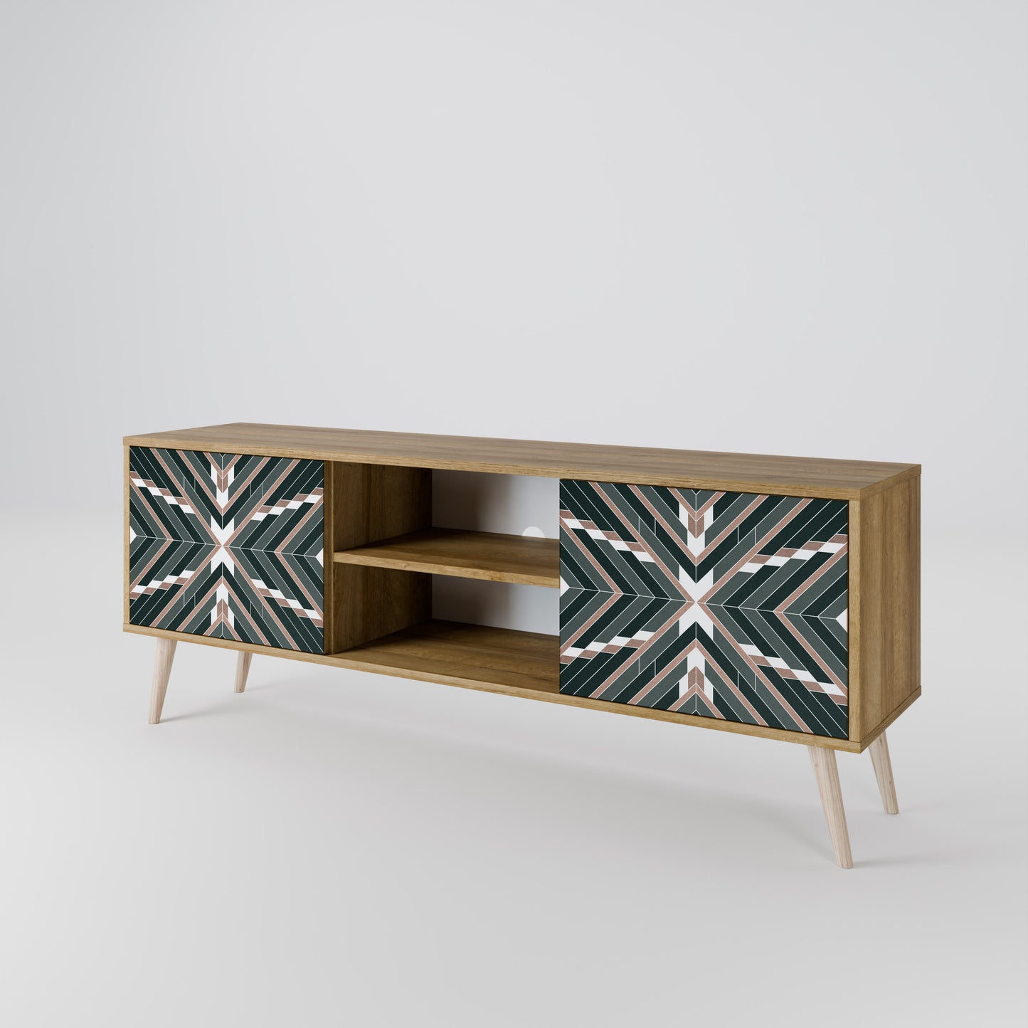 DIMENSION DELIGHTS 2-Door TV Stand in Oak Effect