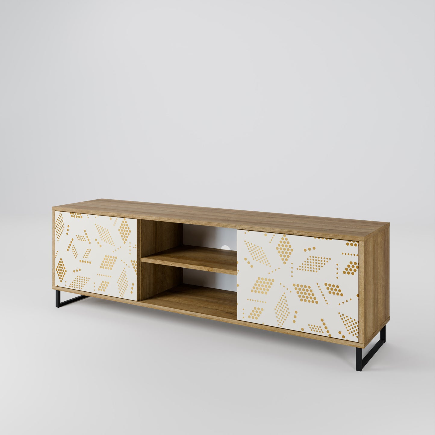 SPOTTED DAZE 2-Door TV Stand in Oak Effect