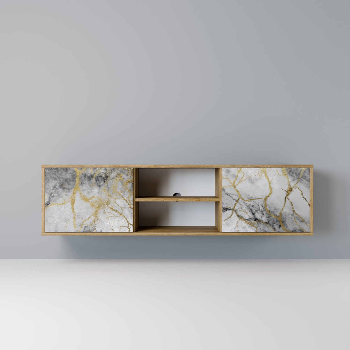 TIMELESS GLIDE 2-Door TV Stand in Oak Effect