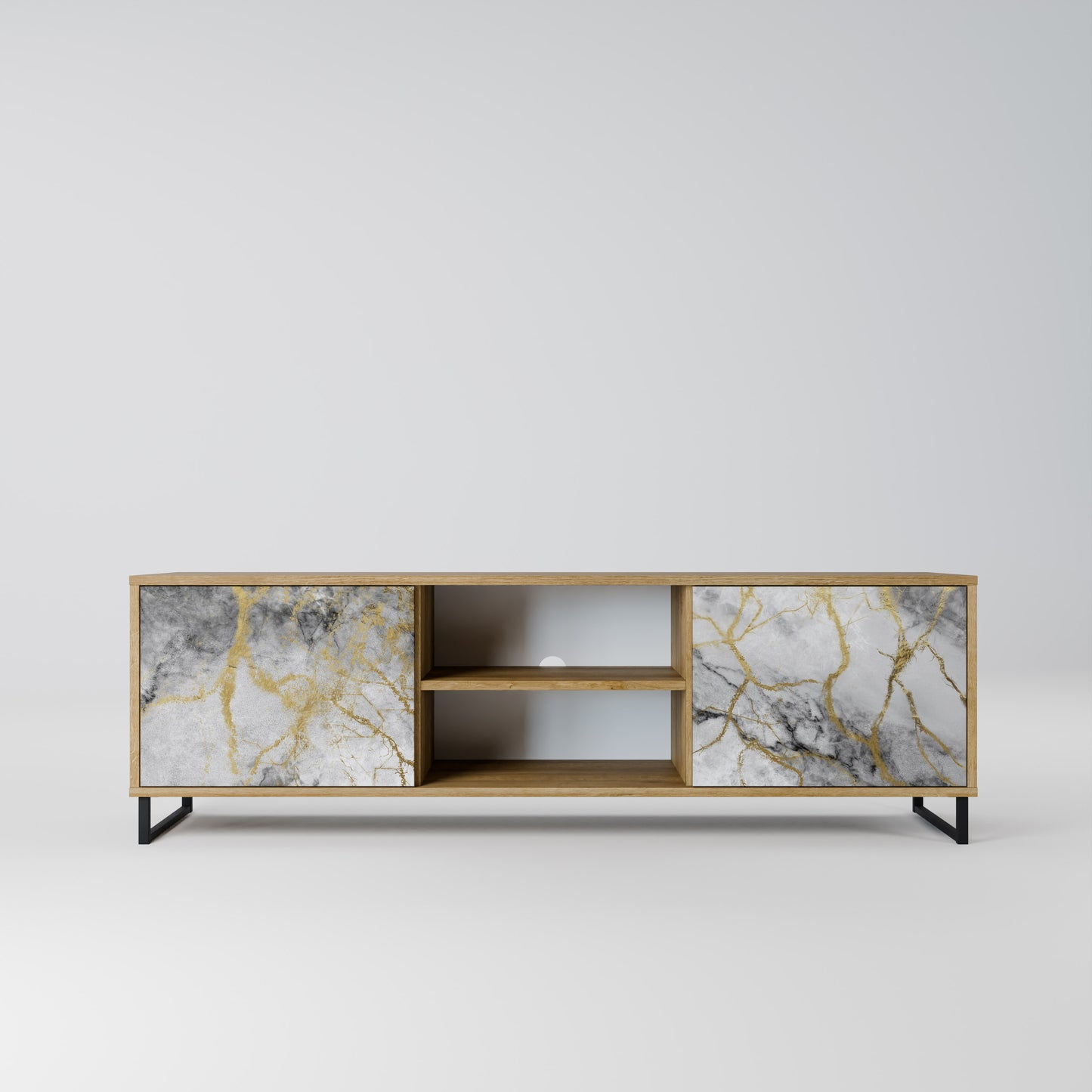 TIMELESS GLIDE 2-Door TV Stand in Oak Effect