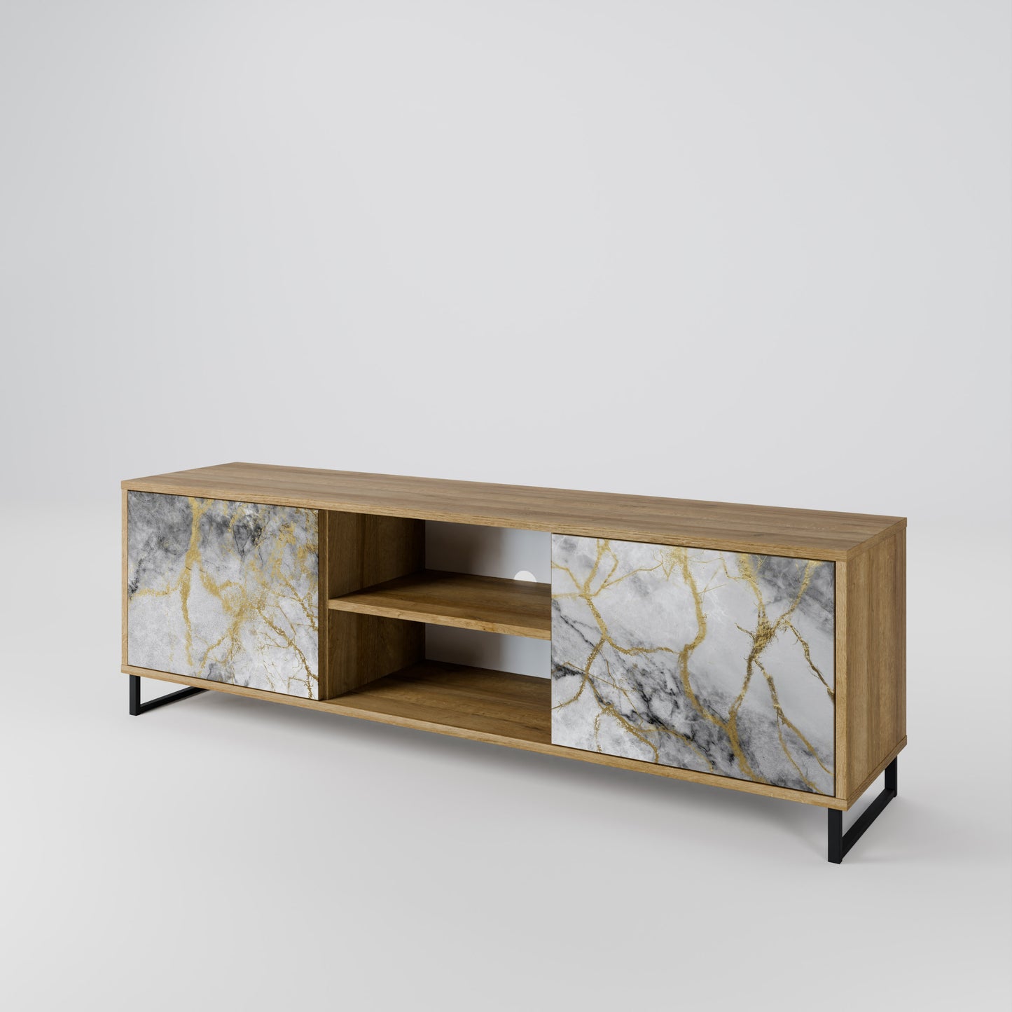 TIMELESS GLIDE 2-Door TV Stand in Oak Effect
