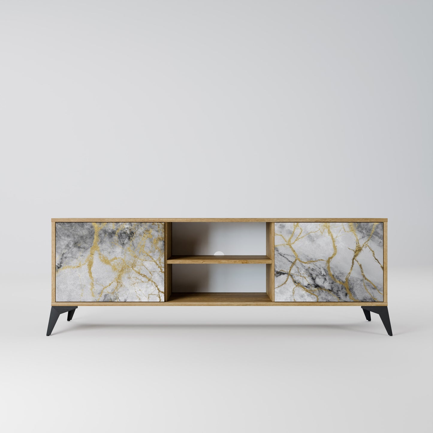 TIMELESS GLIDE 2-Door TV Stand in Oak Effect