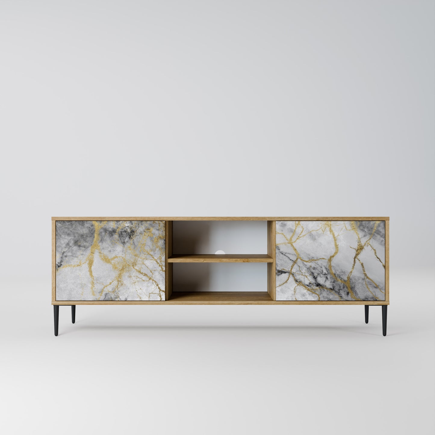 TIMELESS GLIDE 2-Door TV Stand in Oak Effect