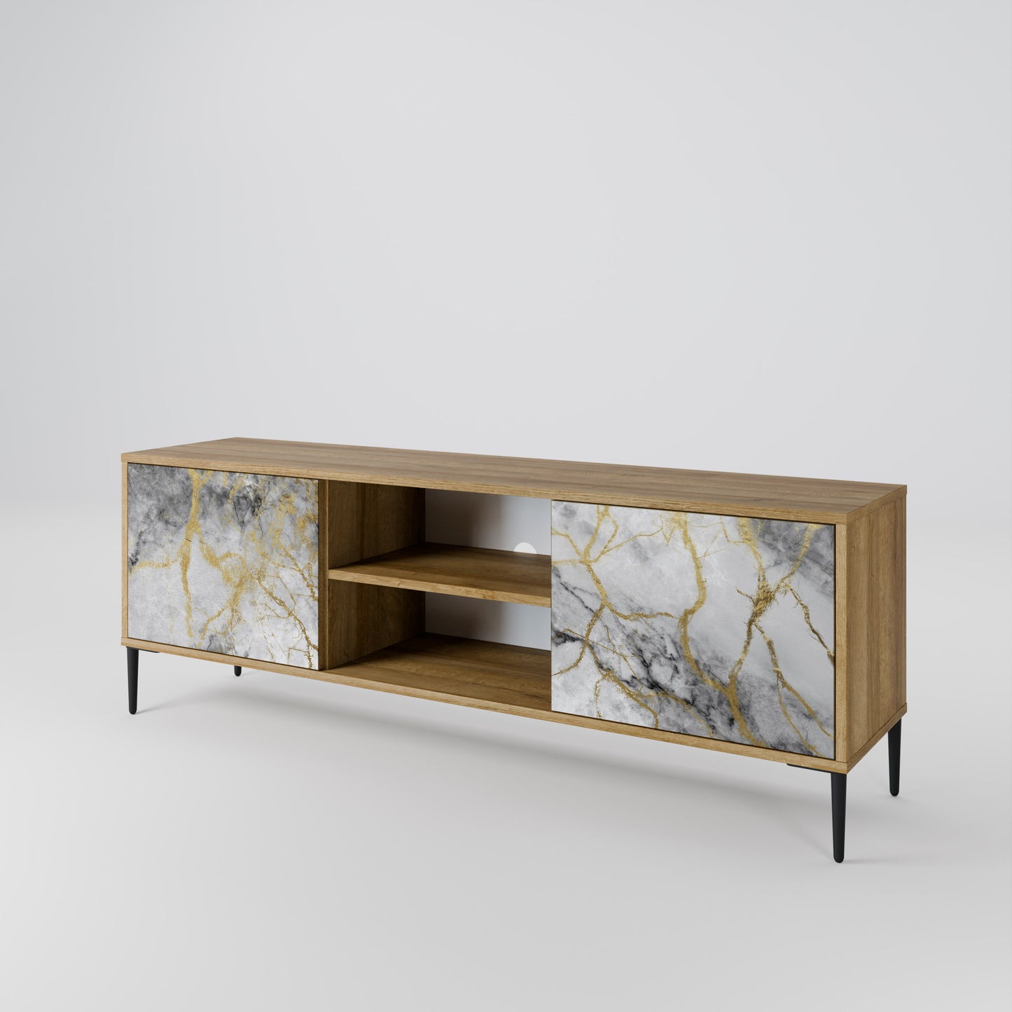 TIMELESS GLIDE 2-Door TV Stand in Oak Effect