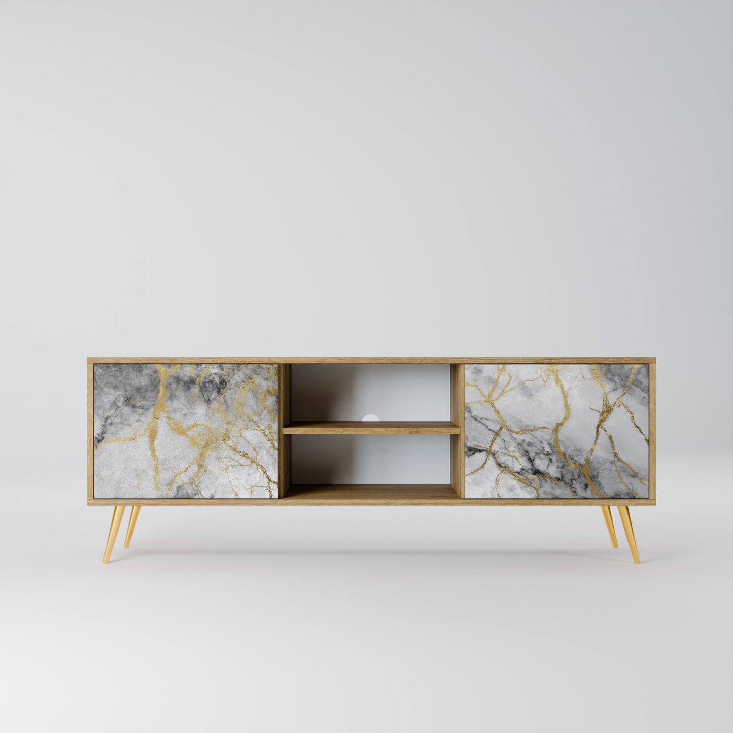 TIMELESS GLIDE 2-Door TV Stand in Oak Effect