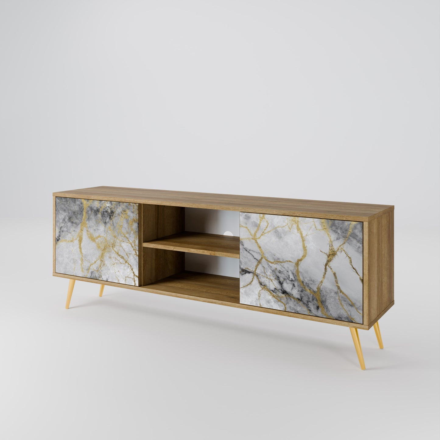 TIMELESS GLIDE 2-Door TV Stand in Oak Effect