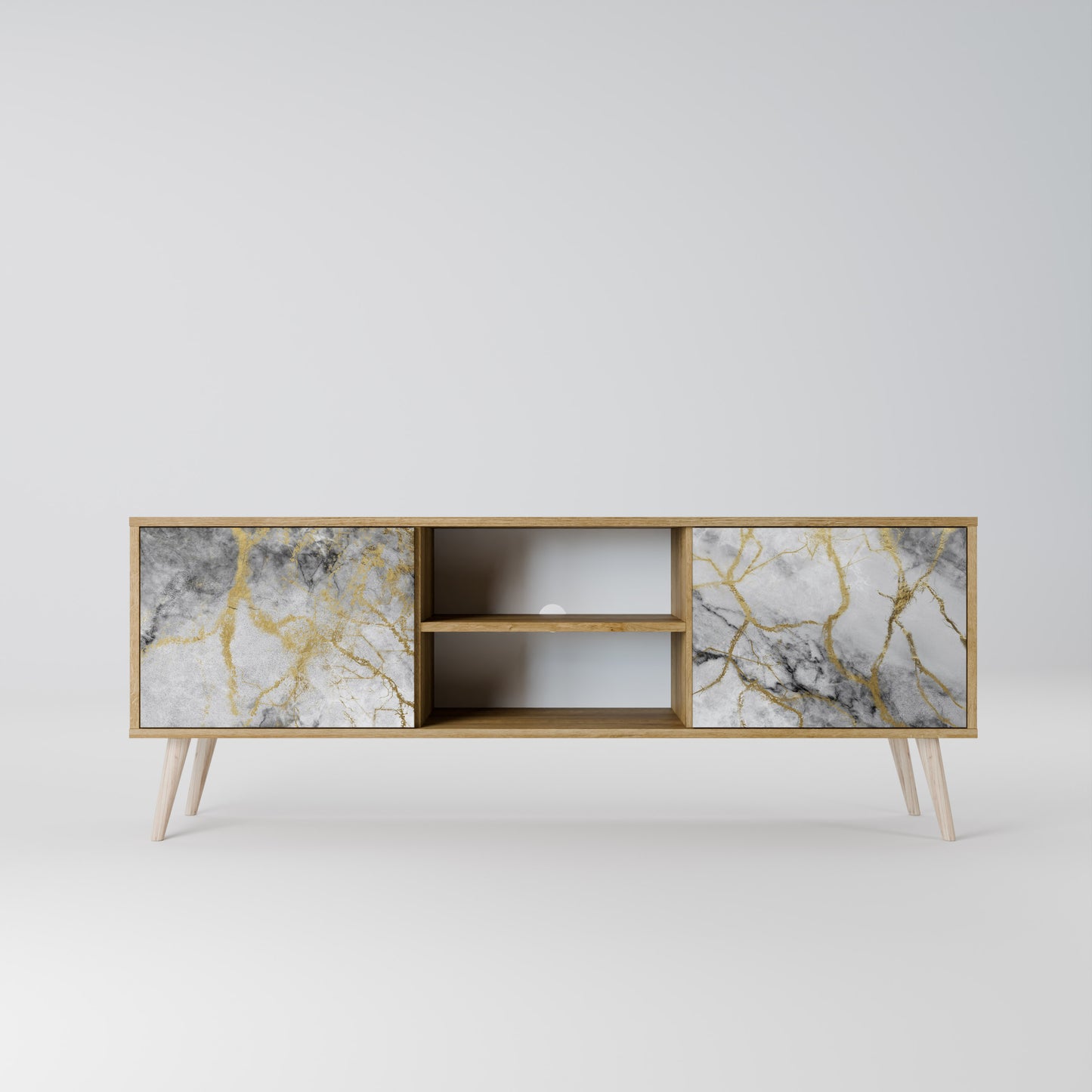 TIMELESS GLIDE 2-Door TV Stand in Oak Effect