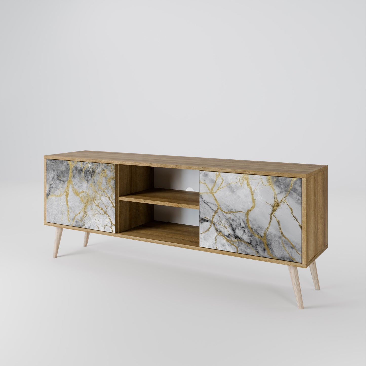 TIMELESS GLIDE 2-Door TV Stand in Oak Effect