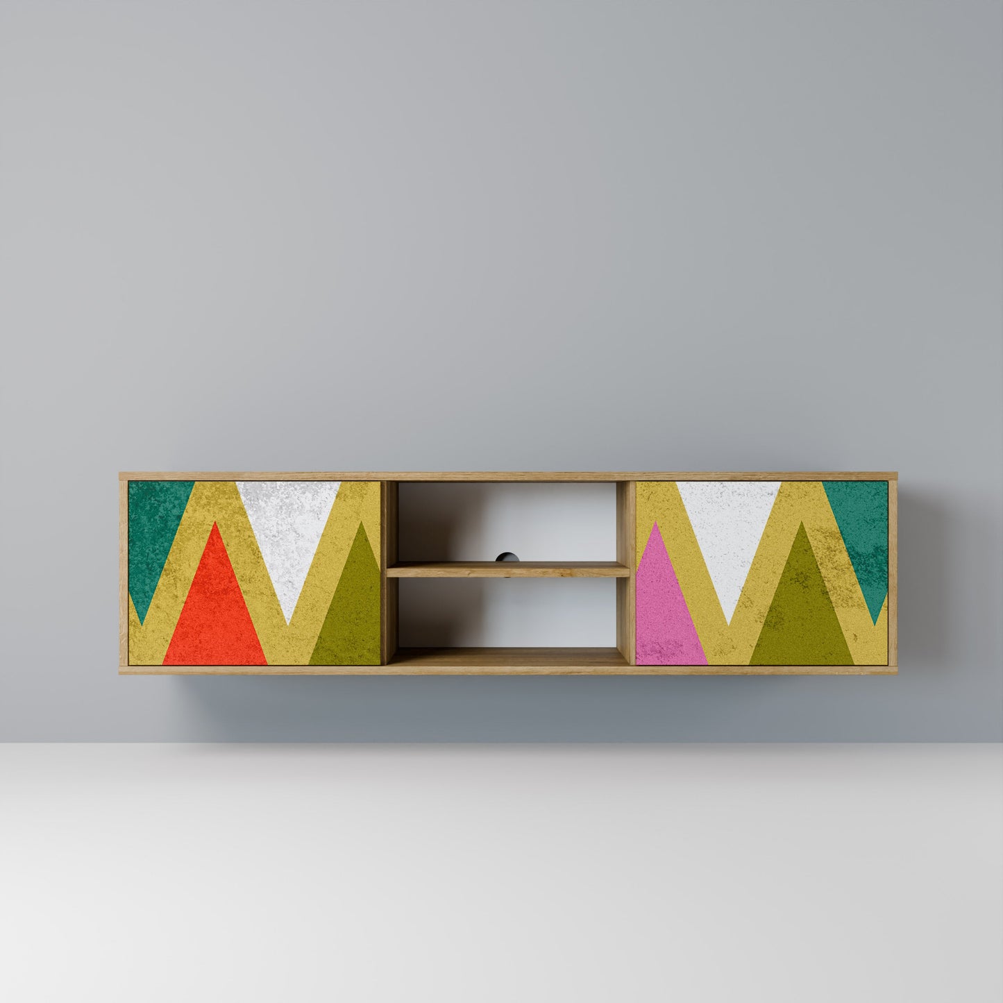 COLORFUL TRIANGLES 2-Door TV Stand in Oak Effect
