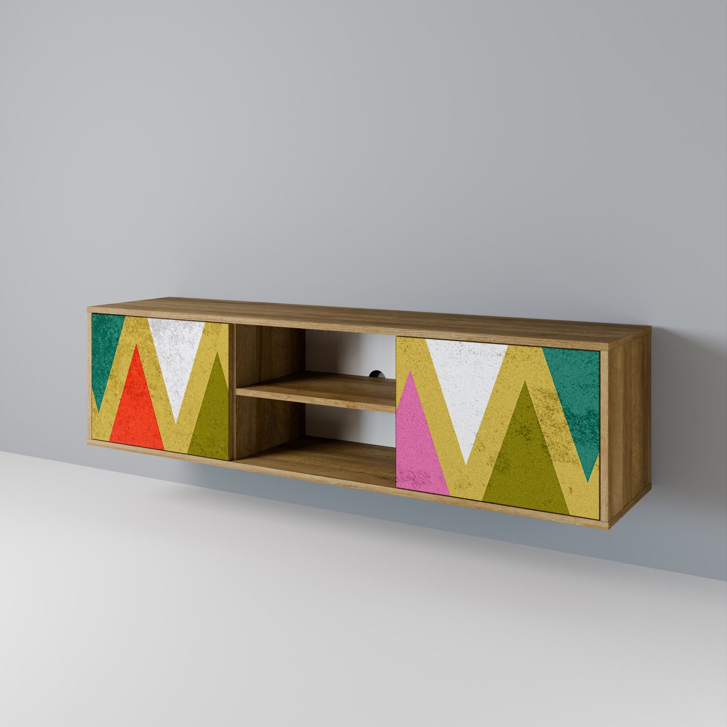 COLORFUL TRIANGLES 2-Door TV Stand in Oak Effect