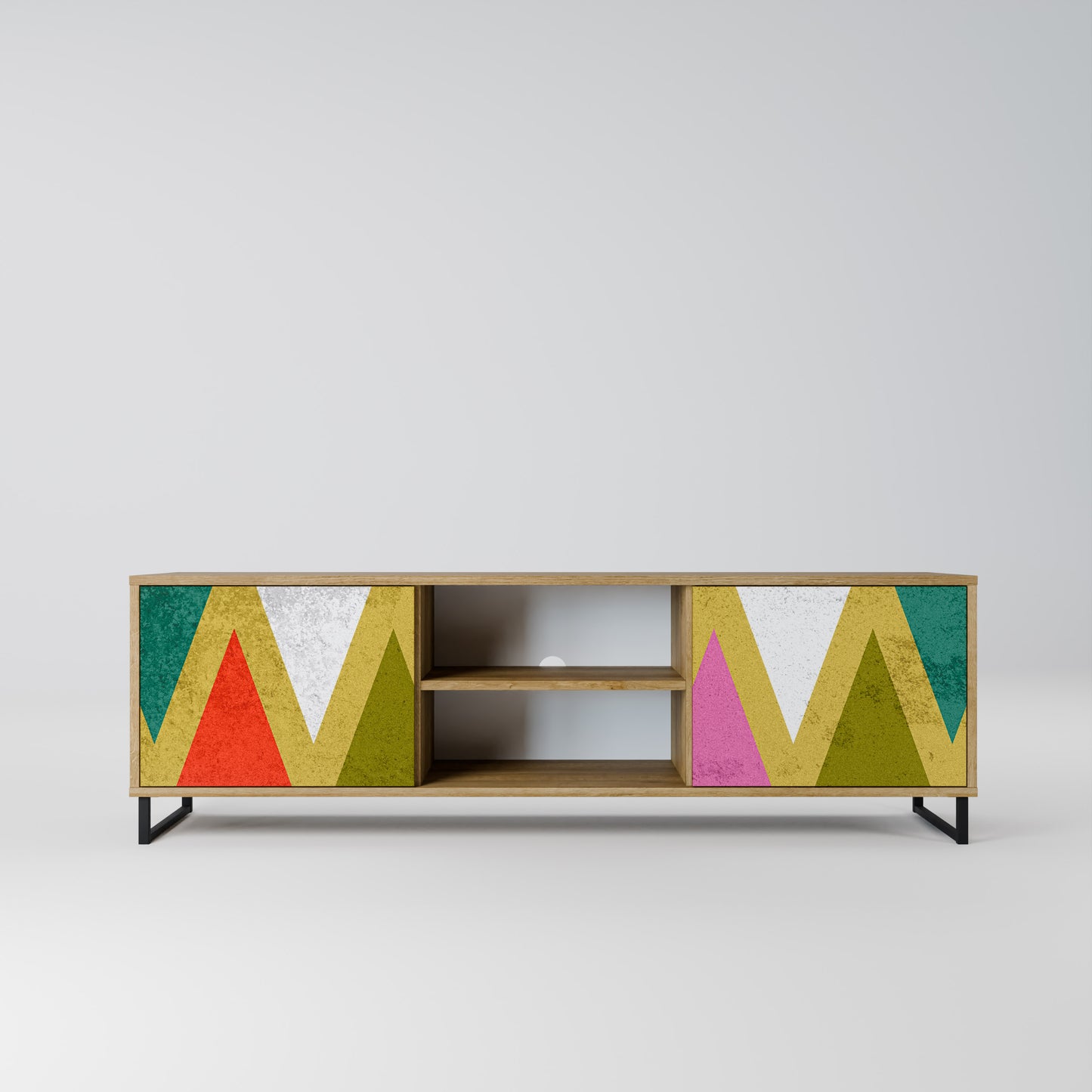 COLORFUL TRIANGLES 2-Door TV Stand in Oak Effect