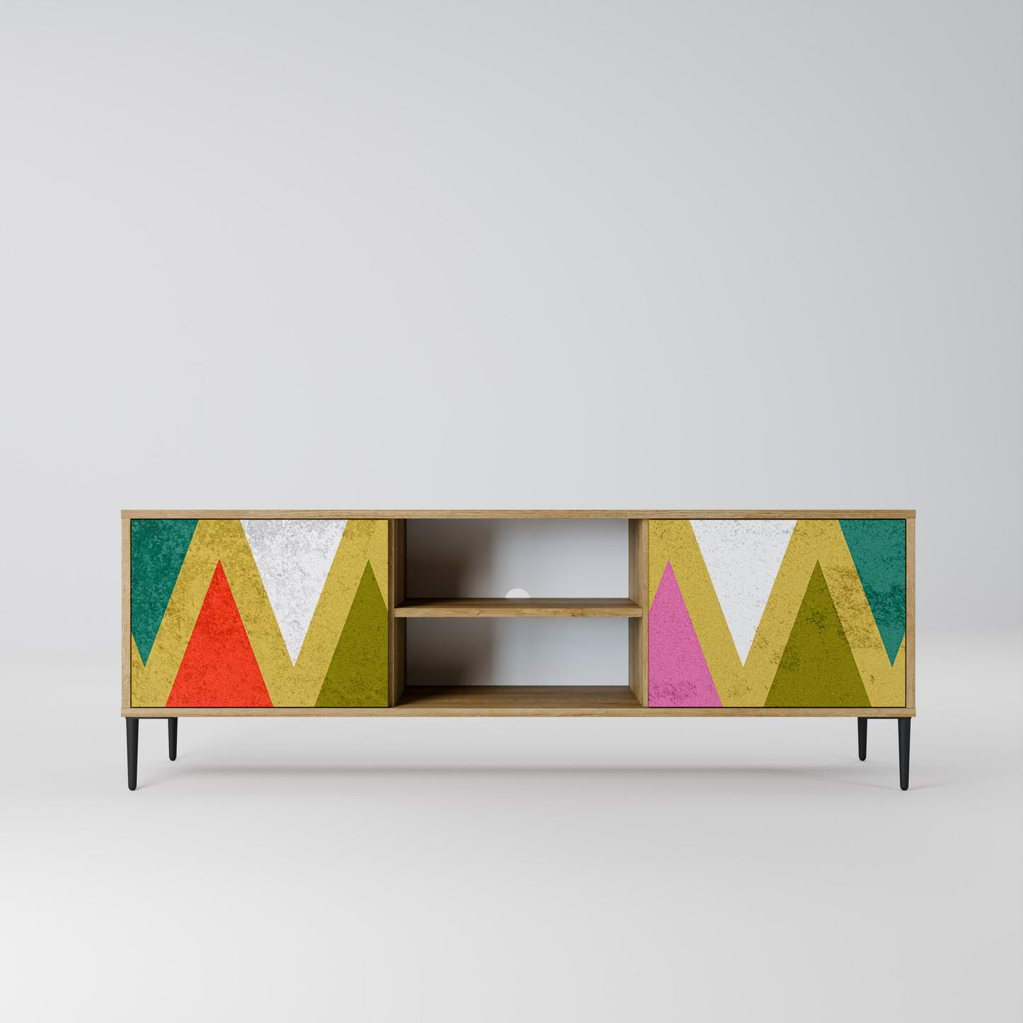 COLORFUL TRIANGLES 2-Door TV Stand in Oak Effect
