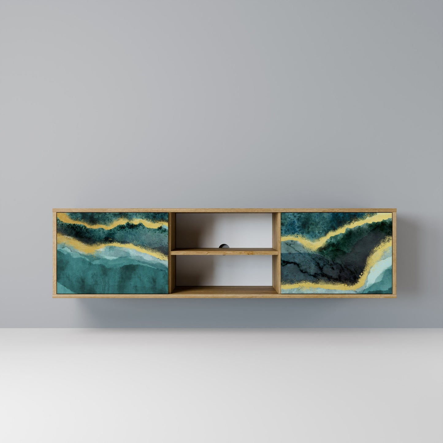 GOLDRUSH ODYSSEY 2-Door TV Stand in Oak Effect