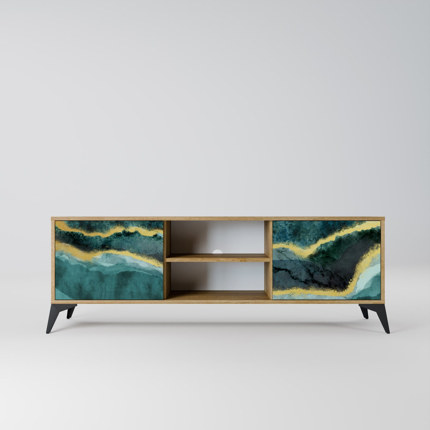 GOLDRUSH ODYSSEY 2-Door TV Stand in Oak Effect