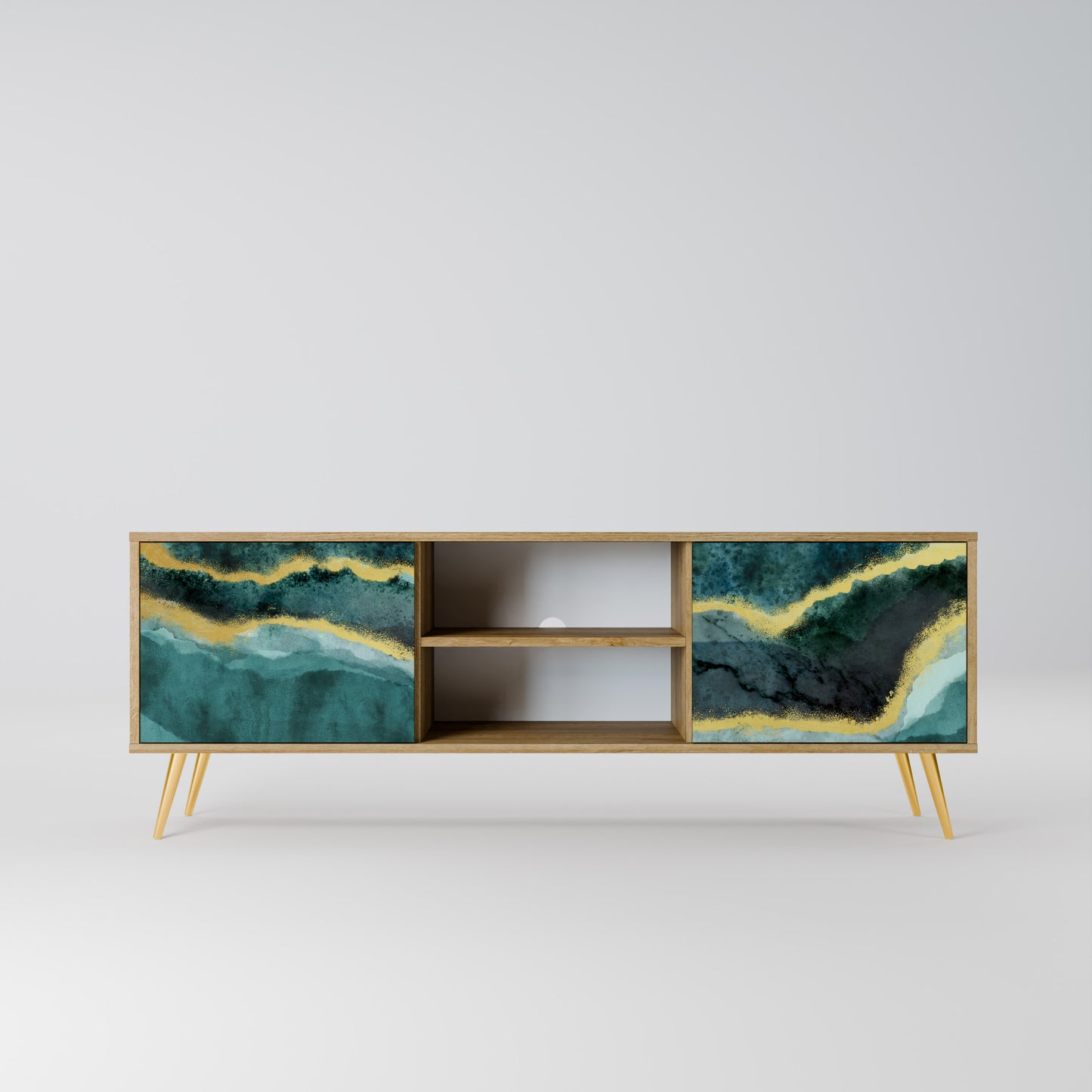 GOLDRUSH ODYSSEY 2-Door TV Stand in Oak Effect