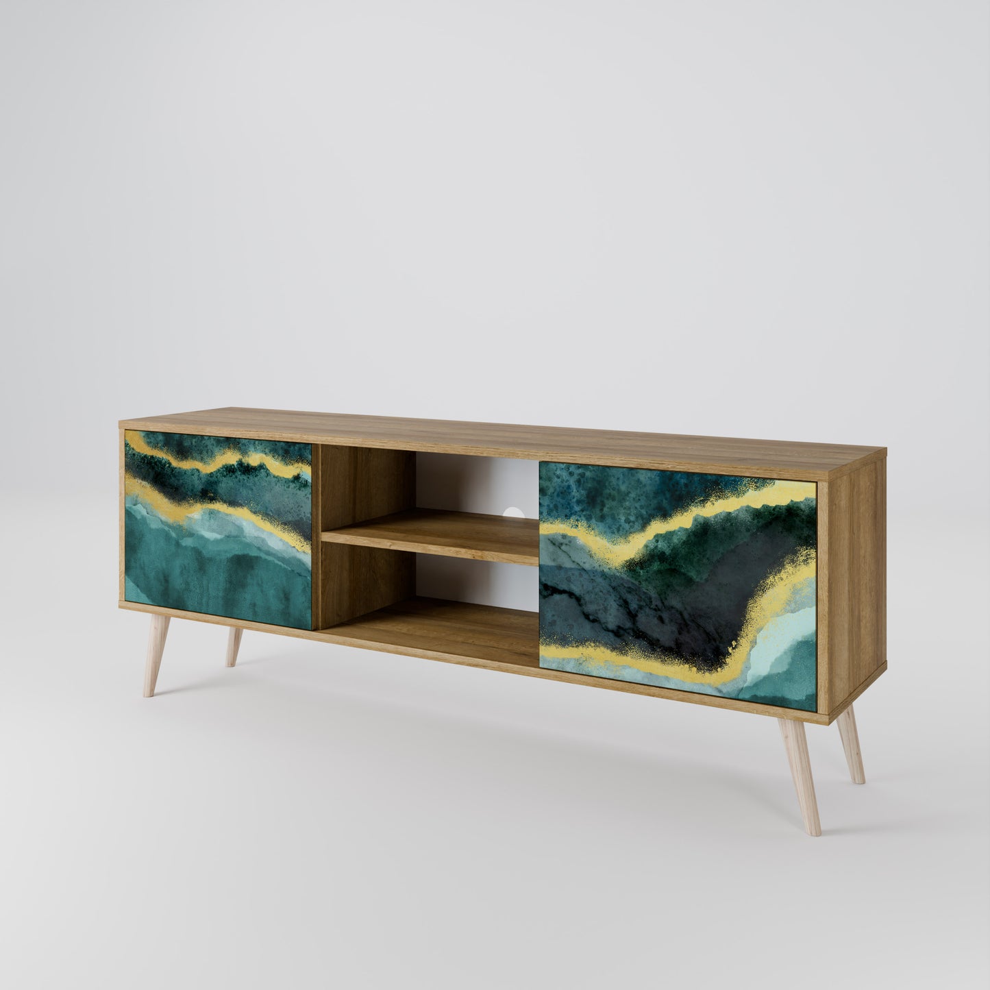 GOLDRUSH ODYSSEY 2-Door TV Stand in Oak Effect