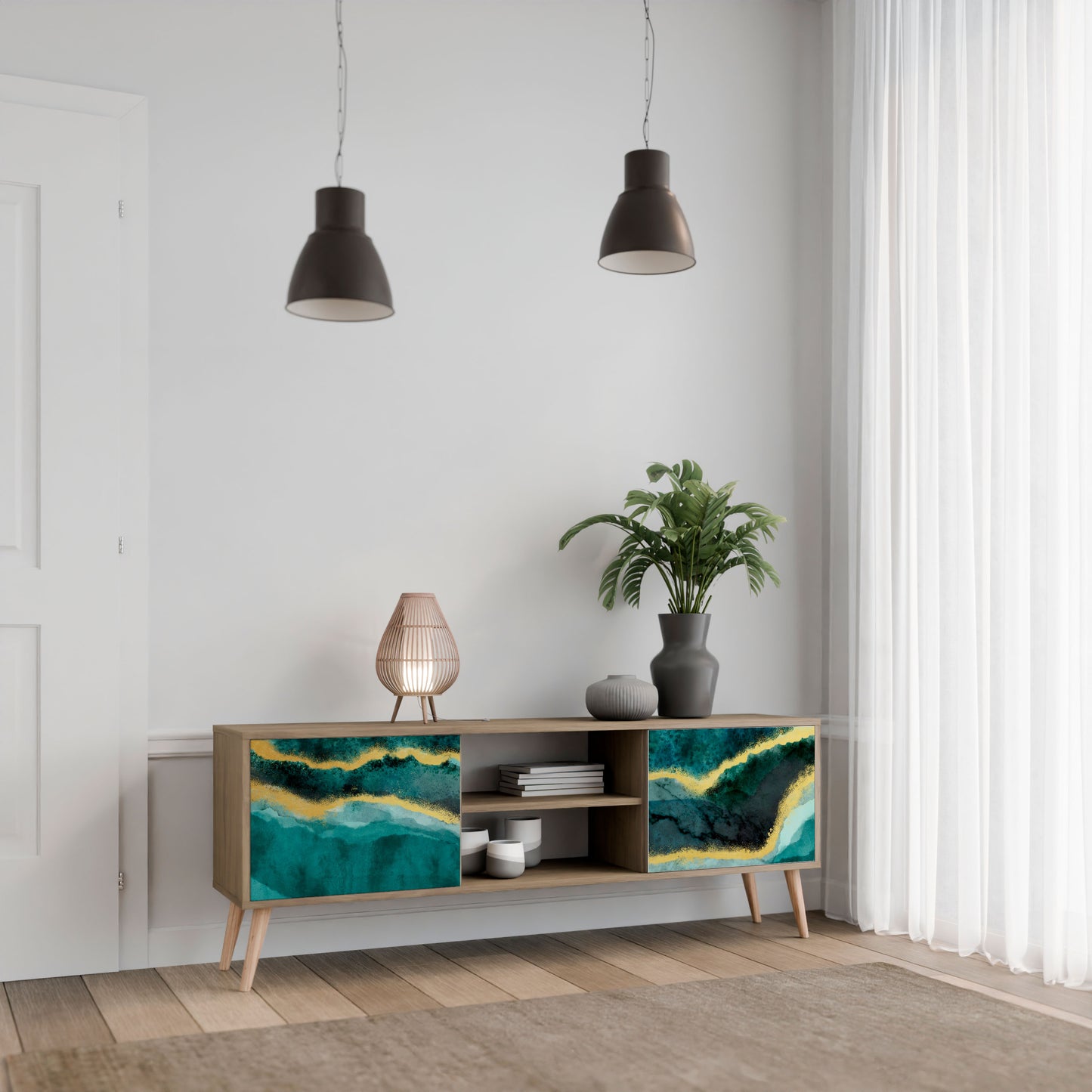 GOLDRUSH ODYSSEY 2-Door TV Stand in Oak Effect