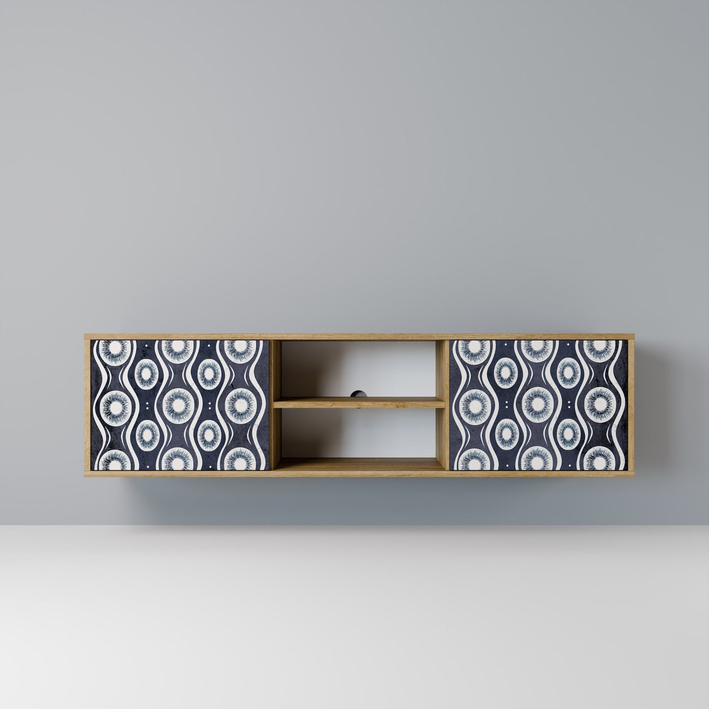 GRAPHITE EYES 2-Door TV Stand in Oak Effect