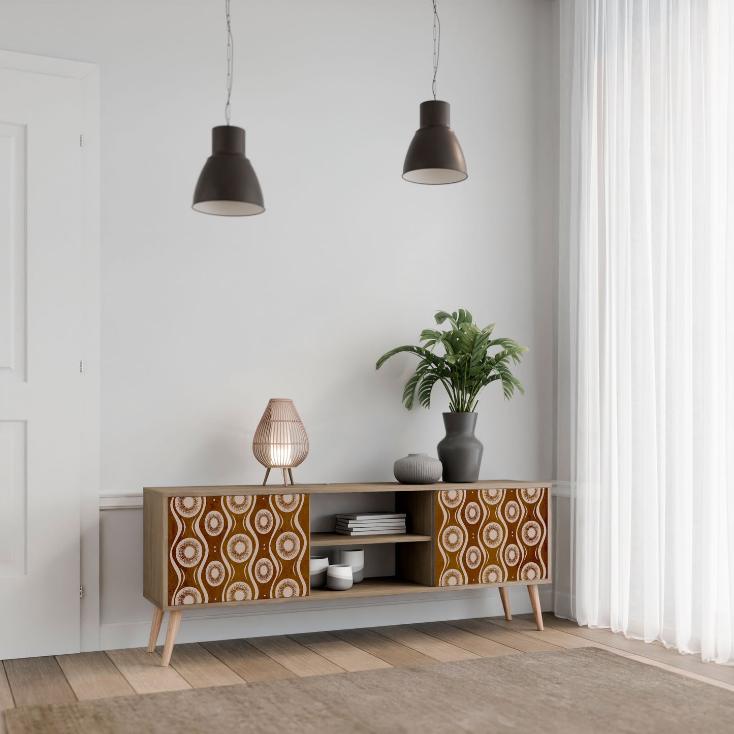 BROWN EYES 2-Door TV Stand in Oak Effect