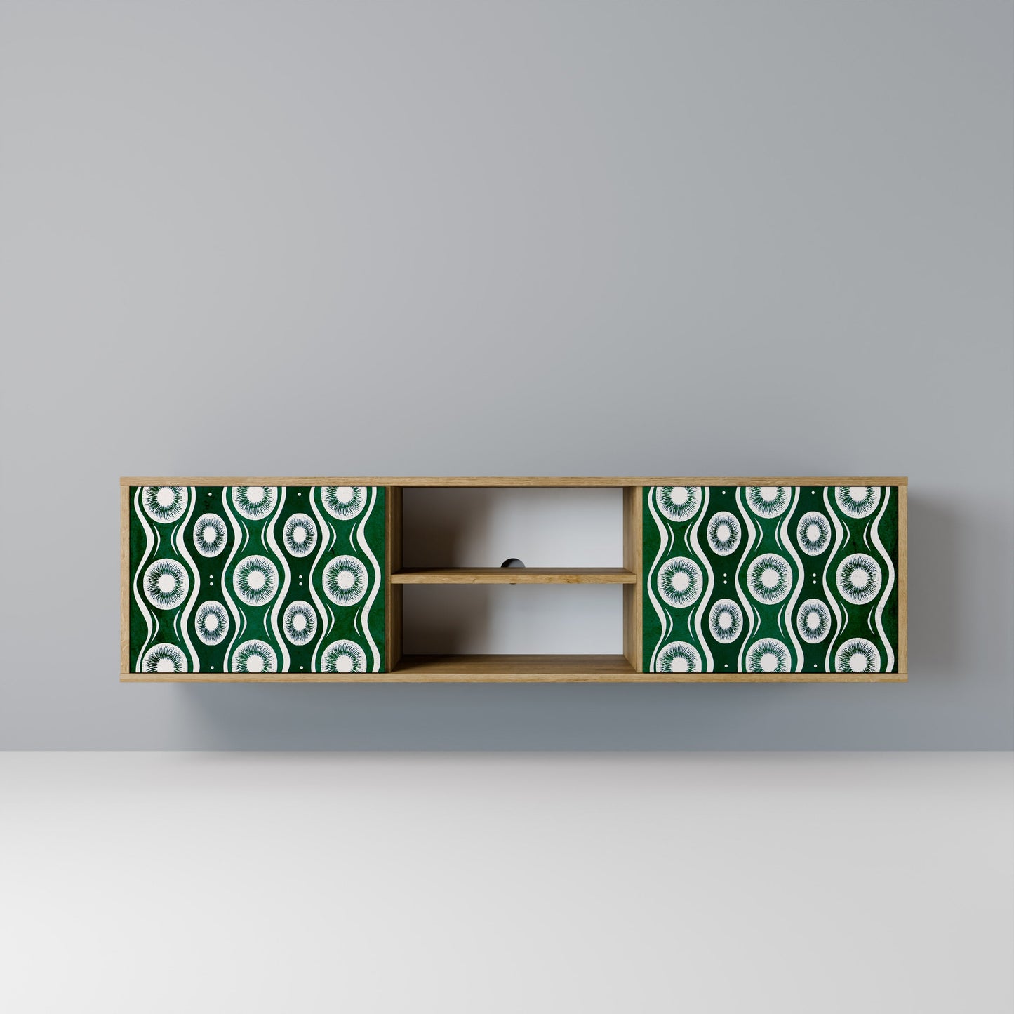 GREEN EYES 2-Door TV Stand in Oak Effect