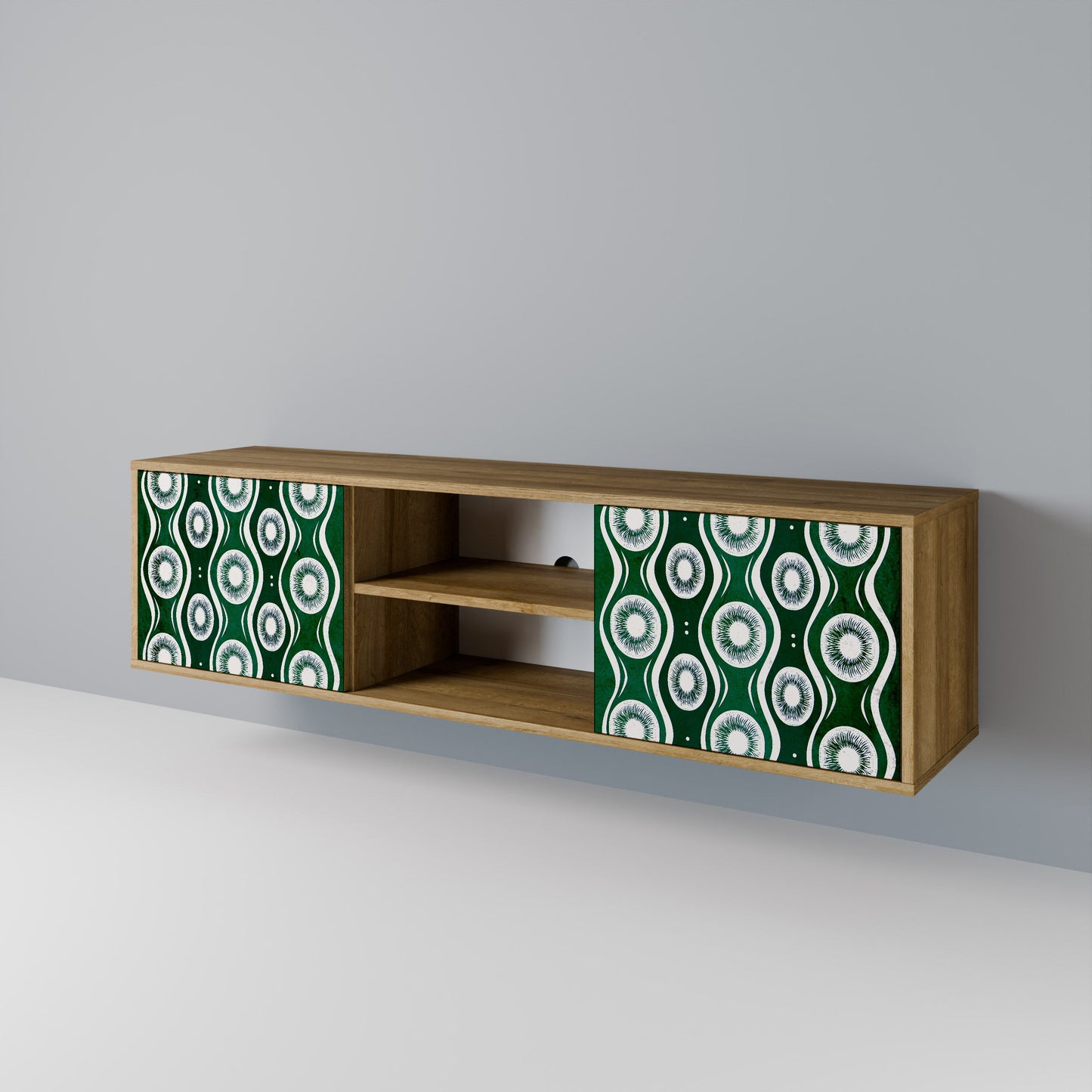 GREEN EYES 2-Door TV Stand in Oak Effect