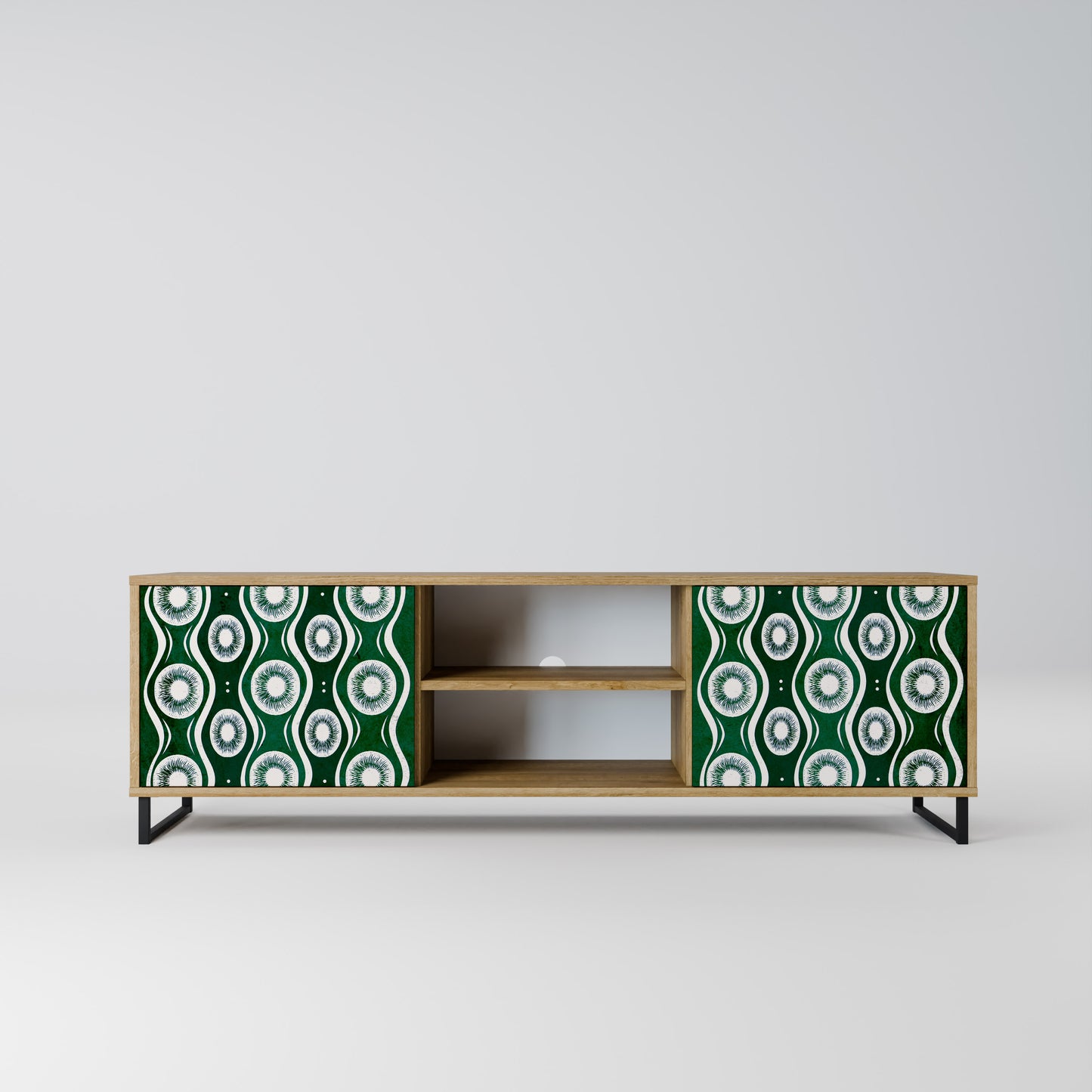 GREEN EYES 2-Door TV Stand in Oak Effect