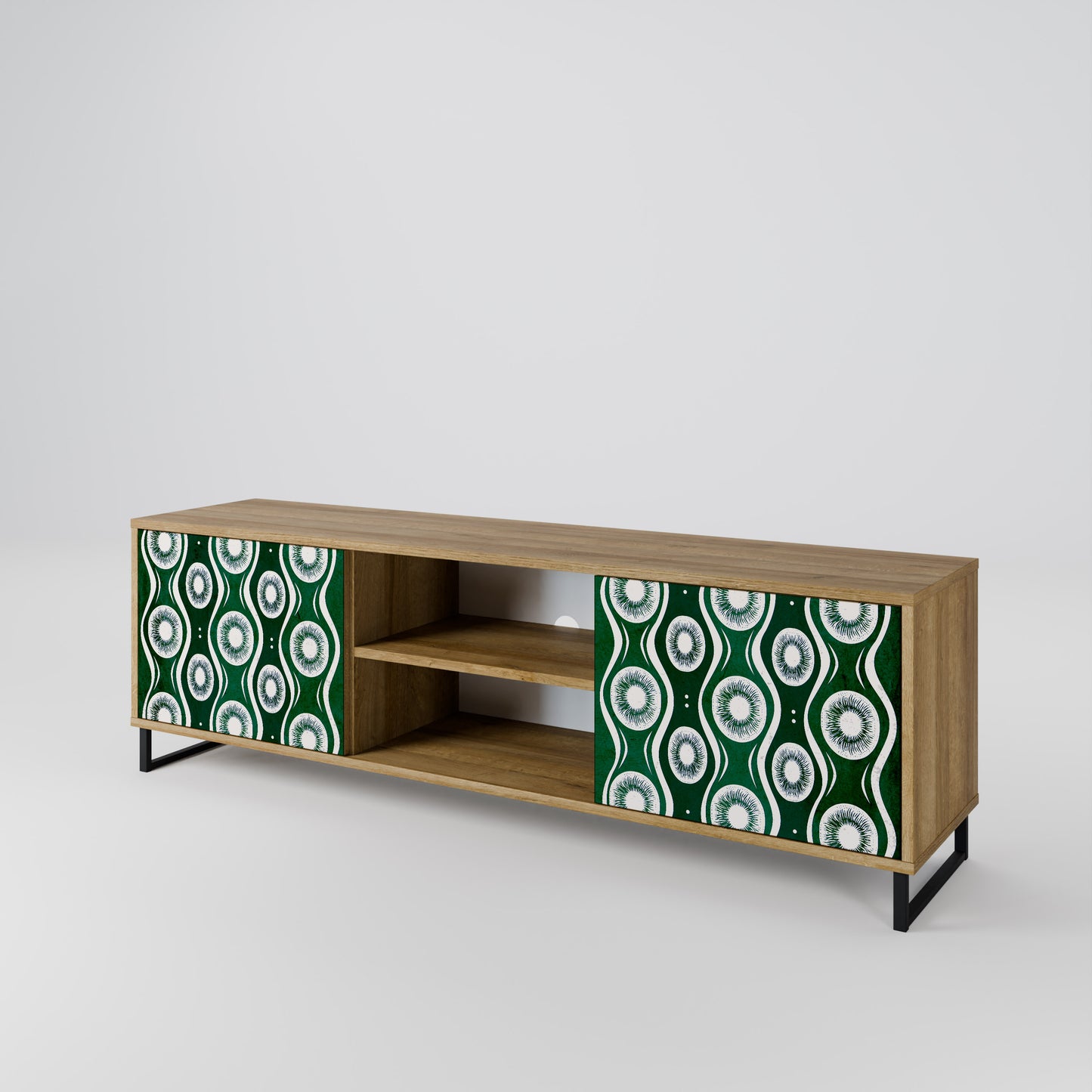 GREEN EYES 2-Door TV Stand in Oak Effect