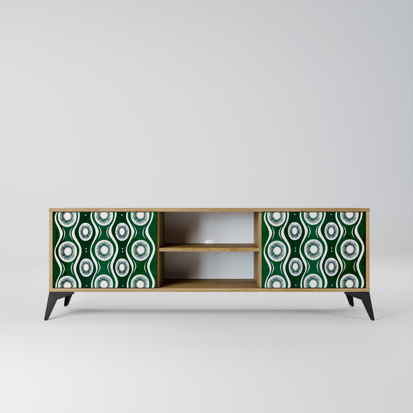 GREEN EYES 2-Door TV Stand in Oak Effect