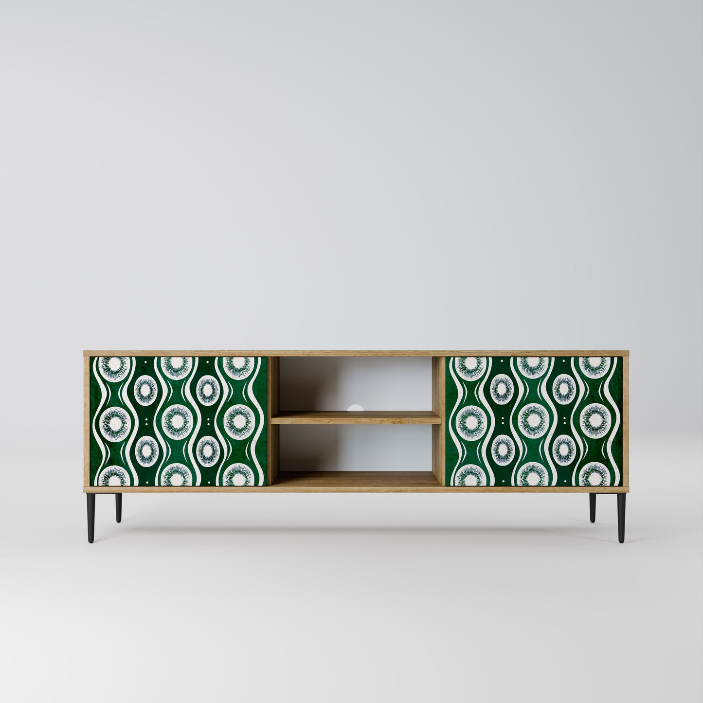 GREEN EYES 2-Door TV Stand in Oak Effect