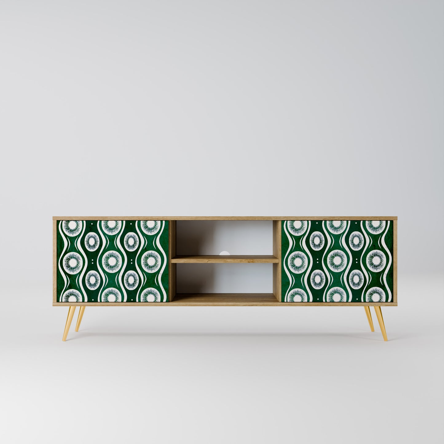 GREEN EYES 2-Door TV Stand in Oak Effect