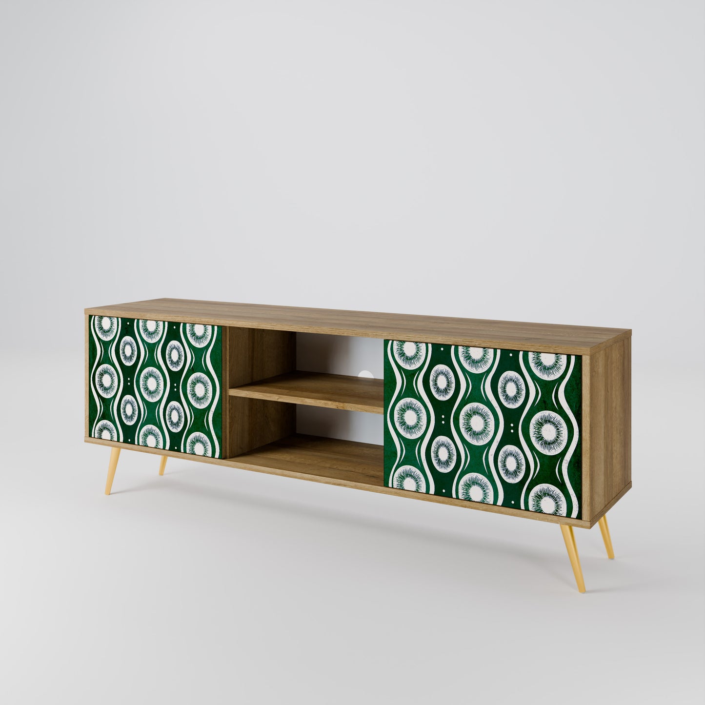GREEN EYES 2-Door TV Stand in Oak Effect