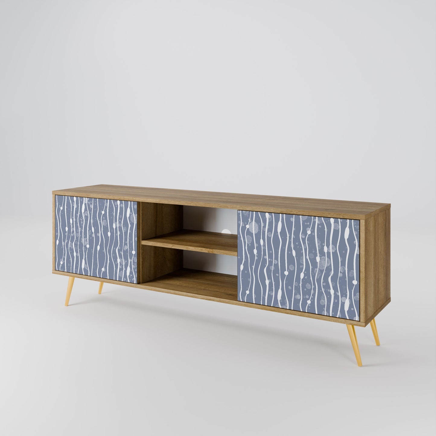 GRAPHITE RAIN 2-Door TV Stand in Oak Effect