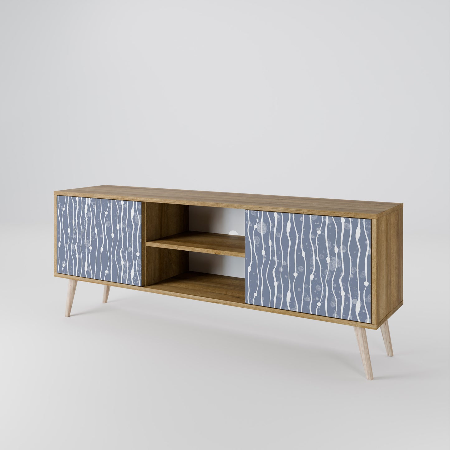 GRAPHITE RAIN 2-Door TV Stand in Oak Effect