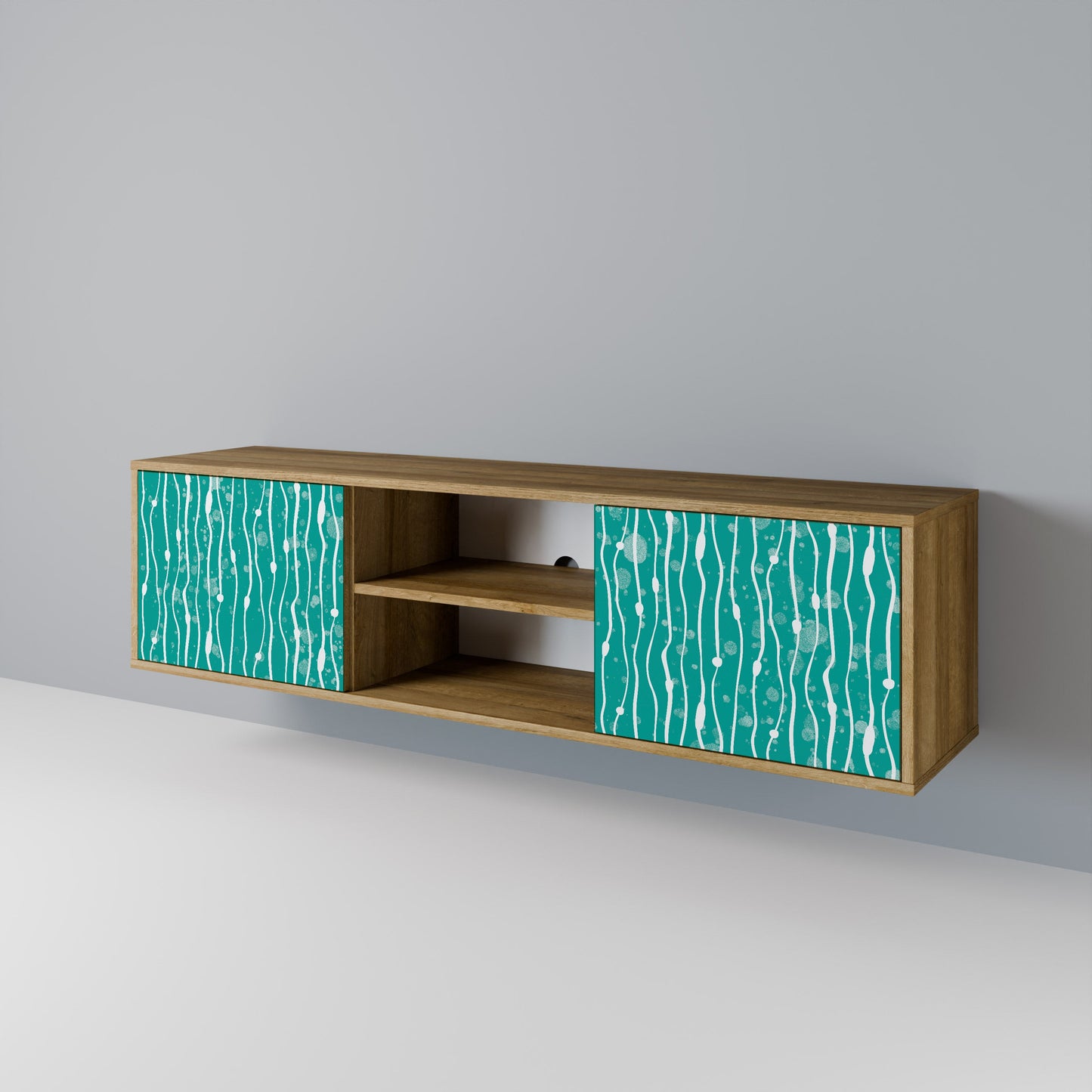 TURQUOISE RAIN 2-Door TV Stand in Oak Effect